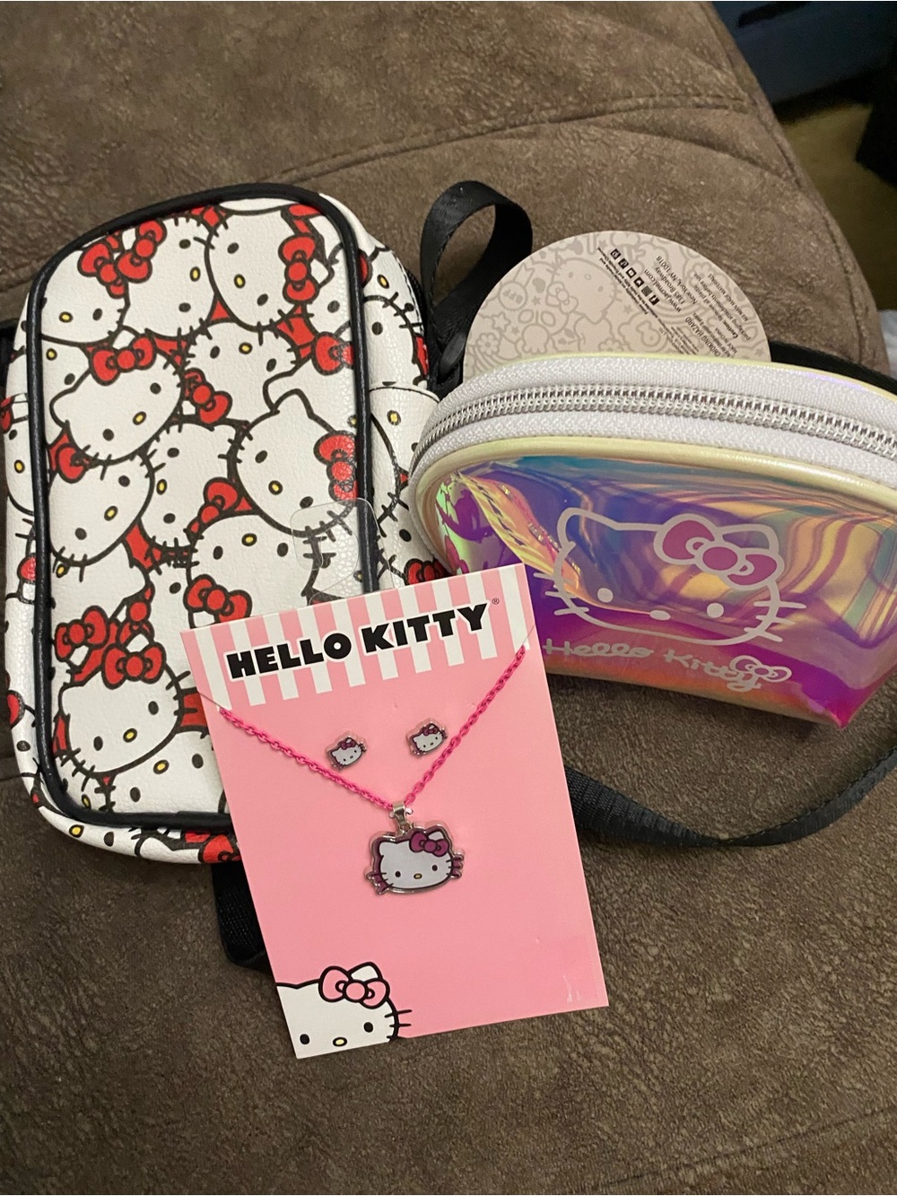 Hello Kitty Pink Necklace with Crossbody and Iridescent Pouch